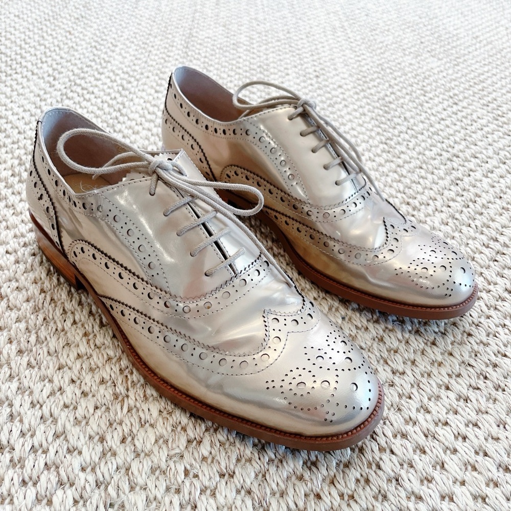 Botkier Women's Callista Metallic Wingtip Oxford Loafers Bloomingdales gold 7.5 - Picture 1 of 8